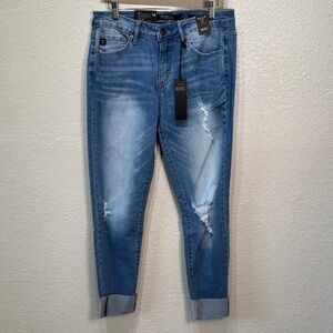 Lucky & Blessed Size 14‎ Mid Rise Skinny Fit Ankle Cuffed Stretch Denim Jean NWT